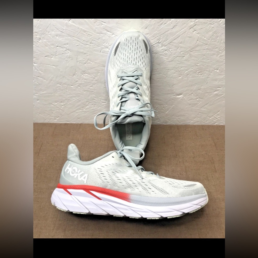 Hoka One One 'Clifton 8' Men's Running Shoes Light Bluish Teal Gray Size 8.5D